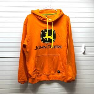 John Deere Graphic Logo Fleece Pullover Hoodie Size S Unisex